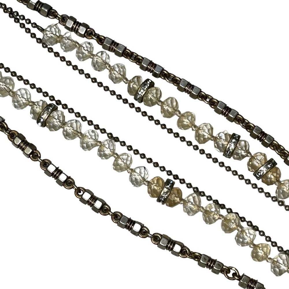 J Crew Statement Necklace 3 chains Industrial Layered